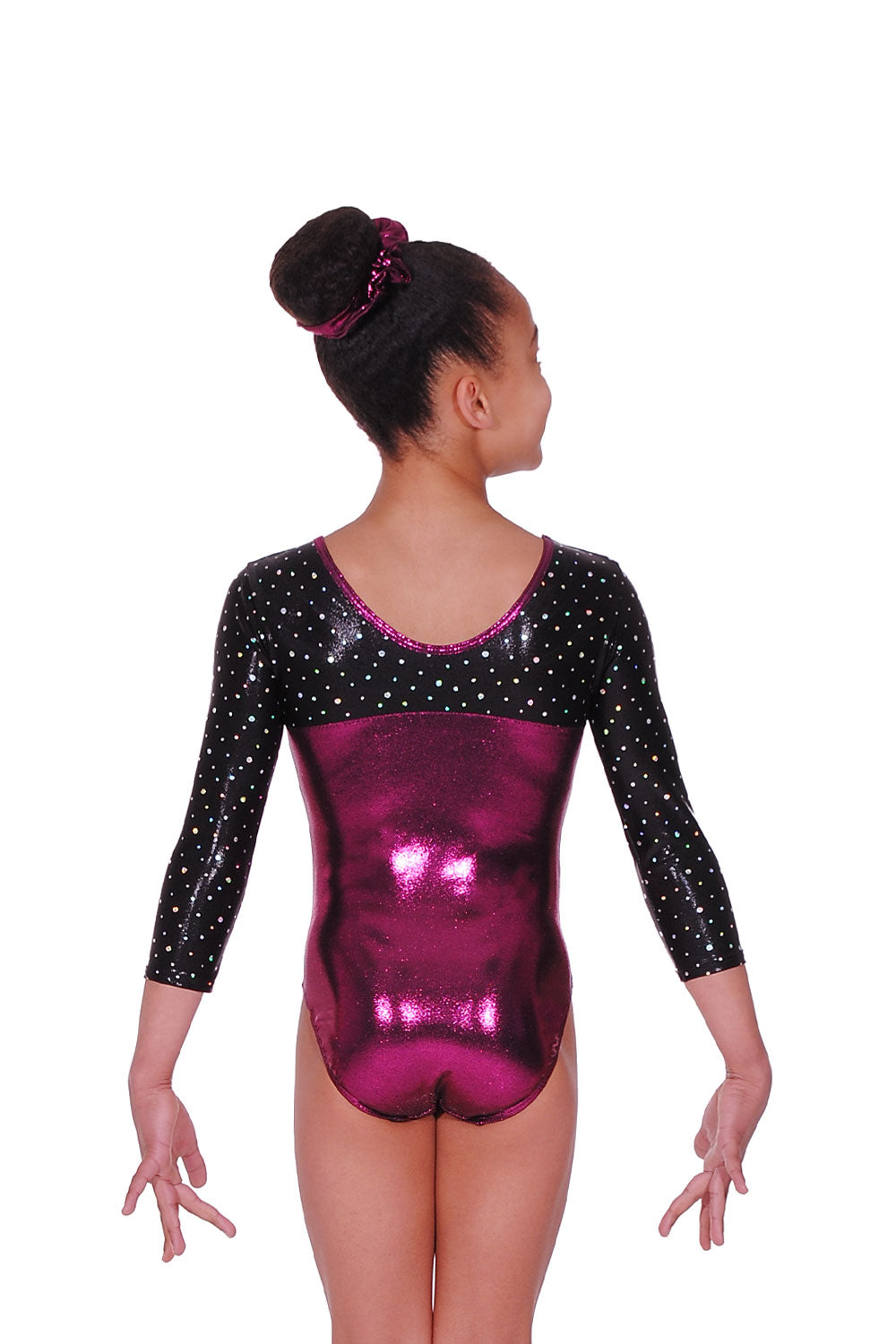 Girls Belle V Neck 3/4 Sleeve Shine Gymnastics Leotard