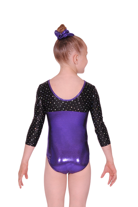 Girls Belle V Neck 3/4 Sleeve Shine Gymnastics Leotard