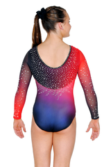 Girls Diamond Round Neck Long Sleeved Gymnastics Leotard