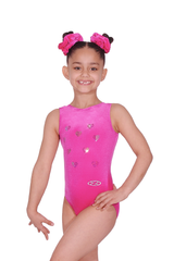 Angel Velour Sleeveless Leotard with Heart Motif