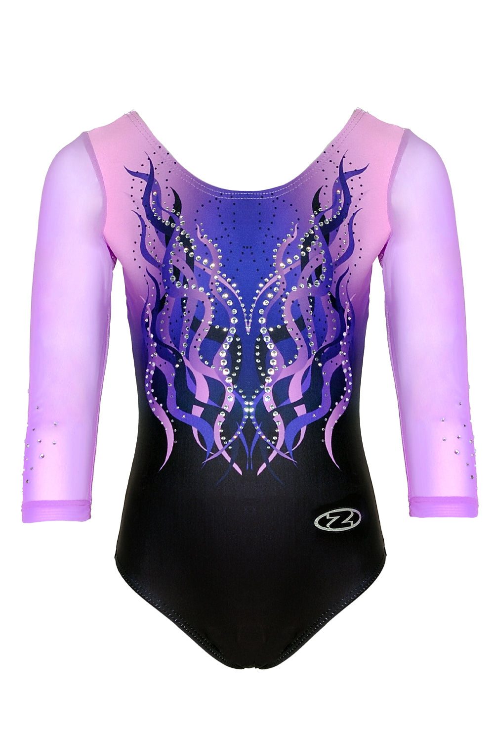 Phantom Matt Lycra Print Gymnastics Leotard with Crystal Motif