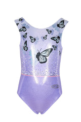 Bliss Butterfly Print Sleeveless Leotard with Crystal Motif