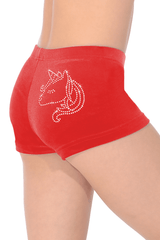 Smooth Velour Hipster Shorts with Unicorn Motif