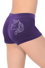 Smooth Velour Hipster Shorts with Unicorn Motif