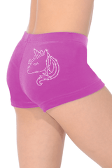 Smooth Velour Hipster Shorts with Unicorn Motif