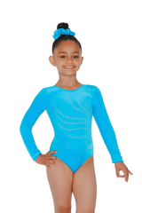 Tiara Crystal Motif Long Sleeved Gymnastics Leotard